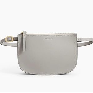 Lo & Sons “The Waverley 2” crossbody bag, light grey Saffiano leather